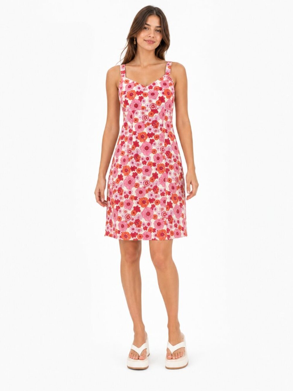 Old Navy Y2K Floral Cotton Sundress Pink Multicolor Size 4 Summer Vacation